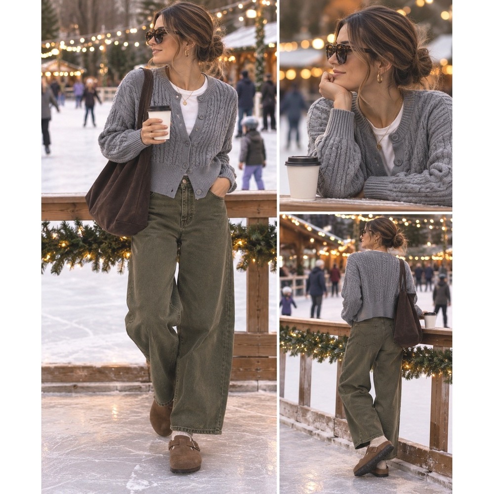 Lovers and Friends cableknit button cardigan gray prep coastal elevated layer sm